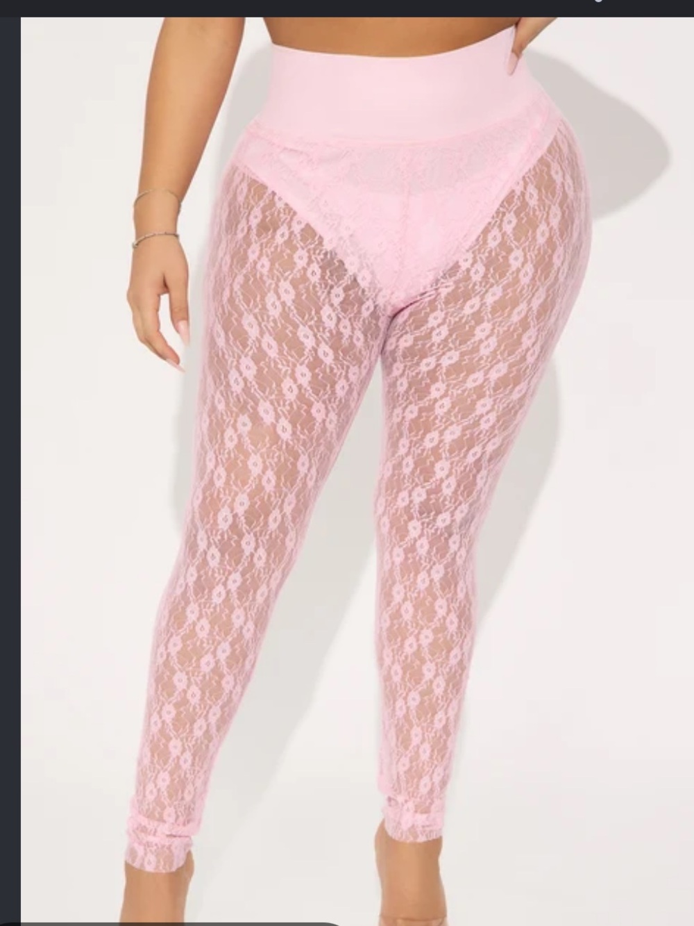 NWT Fashion Nova Thoughts of You Pink Lace Sheer Leggings